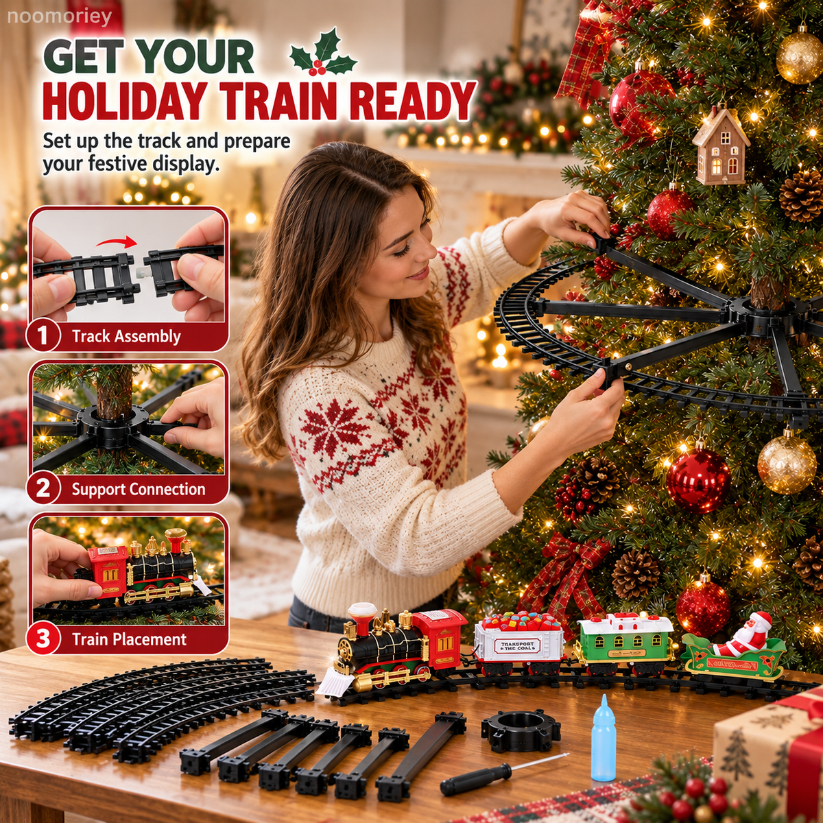 🔥Last Day 50% OFF🎄🚂 Christmas Magic Express – Around-the-Tree Train Set