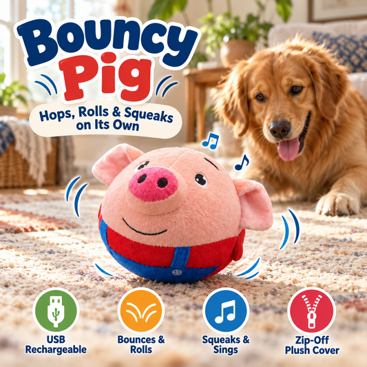 Interactive Bouncing Plush Dog Toy – Rechargeable Rolling, Squeaking & Singing Pet Toy