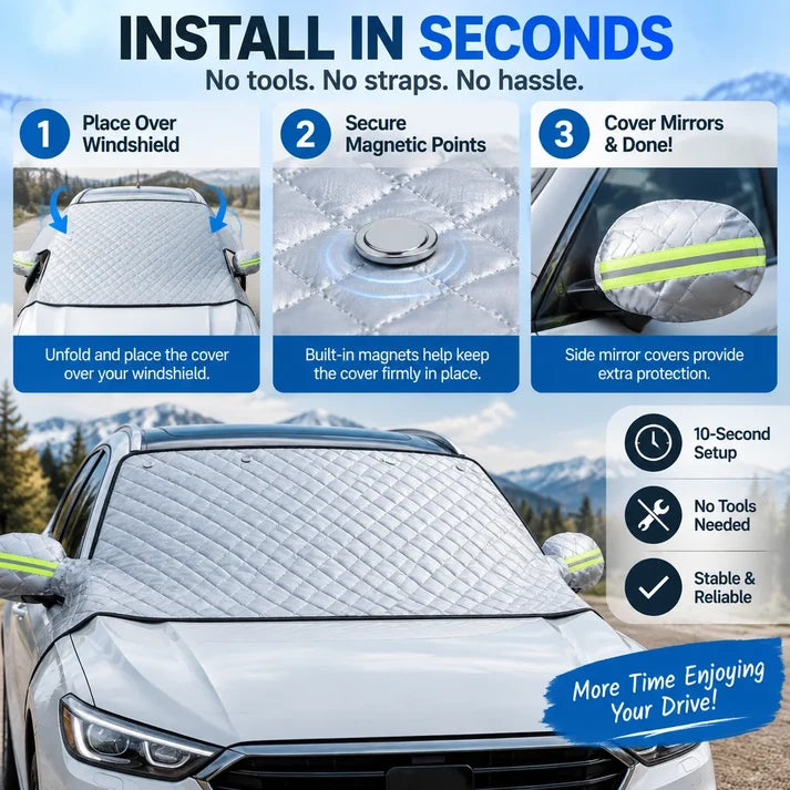 🛡️❄️Sun, Snow & Frost Protector for Cars🚗 Magnetic Windshield Cover – Suitable For SUVs & Trucks
