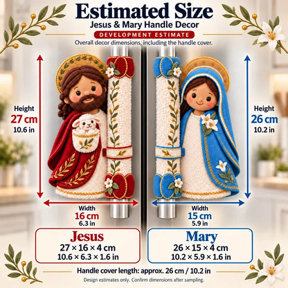 ⏳ Last Day 49% Off – ✝️ Jesus & Mary Plush Handle Huggers | Soft Faith-inspired Covers For Refrigerator Handles & Home Décor ❤️