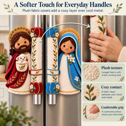 ⏳ Last Day 49% Off – ✝️ Jesus & Mary Plush Handle Huggers | Soft Faith-inspired Covers For Refrigerator Handles & Home Décor ❤️