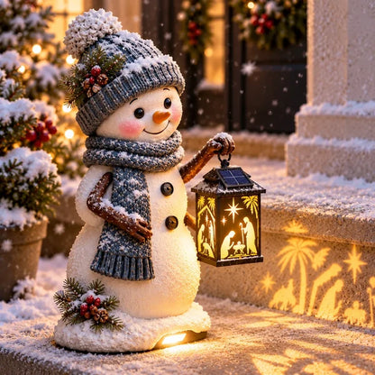 ⛄✨ Snowman Nativity Glow™ – Solar Christmas Step Light with Holy Family Projection 🎄✝️