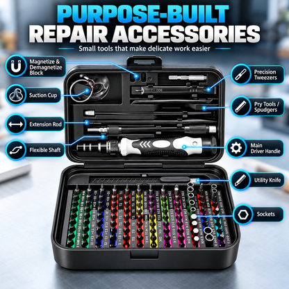 132-in-1 Precision Screwdriver Set – 108 CR-V Bits, Magnetic Handle & Flexible Shaft Repair Tool Kit