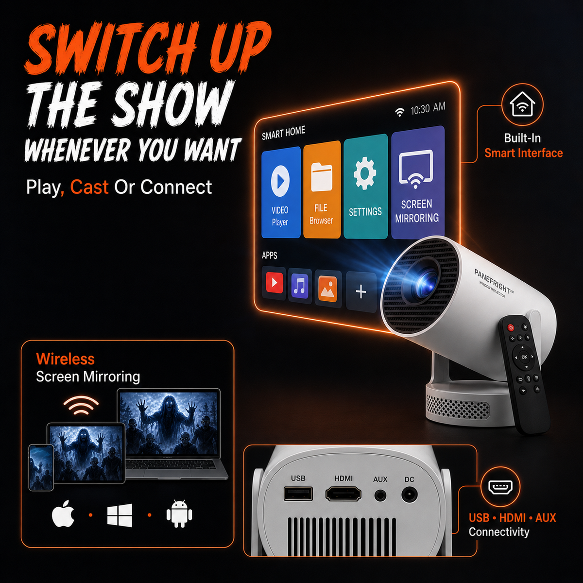 🧟Halloween Window Projector with Scary Videos & Screen