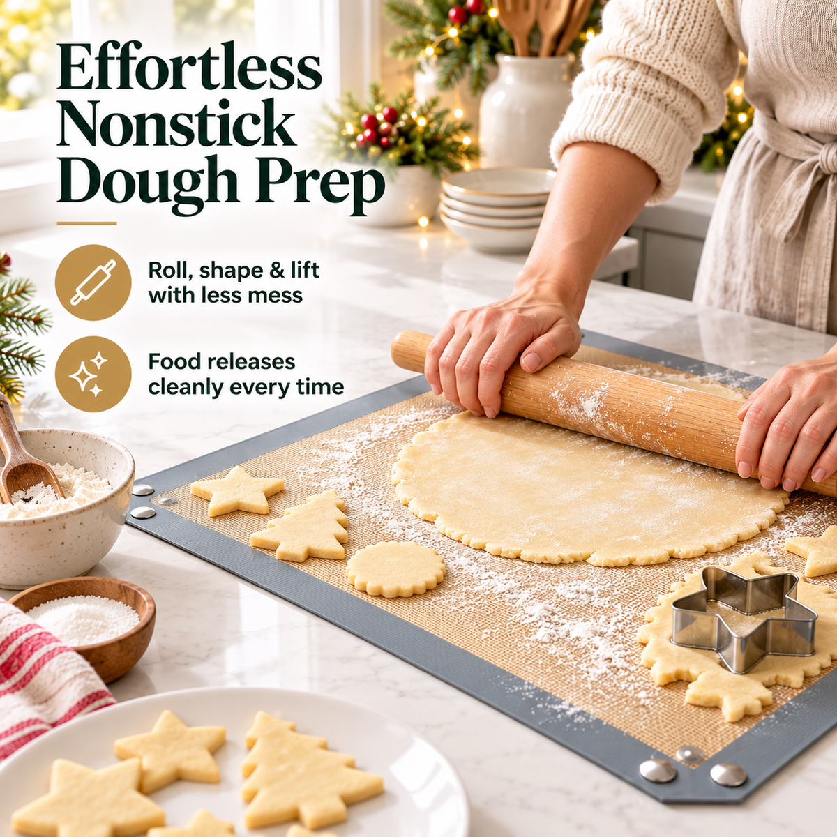 Snap-Lock Silicone Baking Mat – 2-in-1 Nonstick Oven Liner & Raised-Edge Roasting Mat