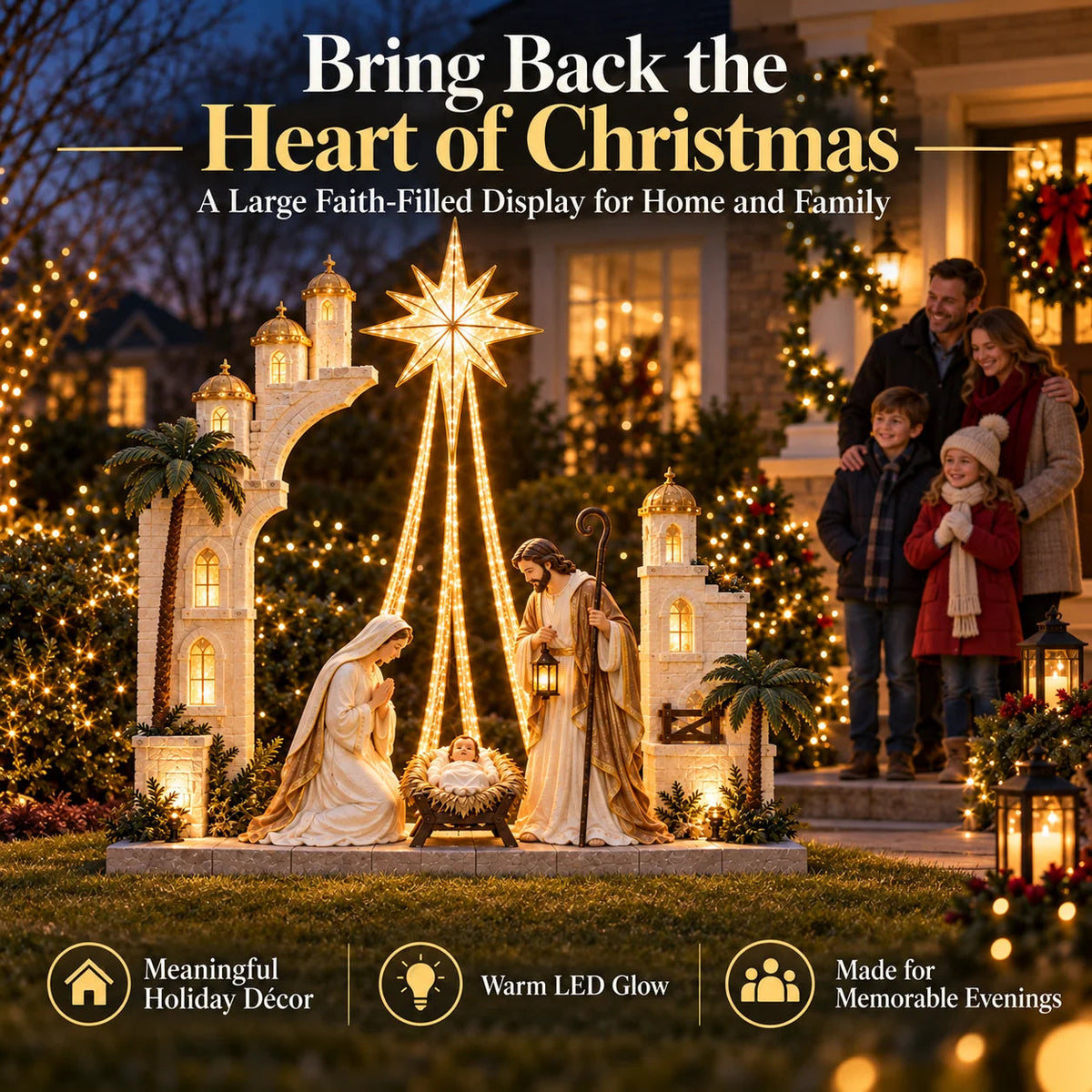 ✨ Christmas Star Nativity Light™ – Illuminated Holy Family Outdoor Yard Display
