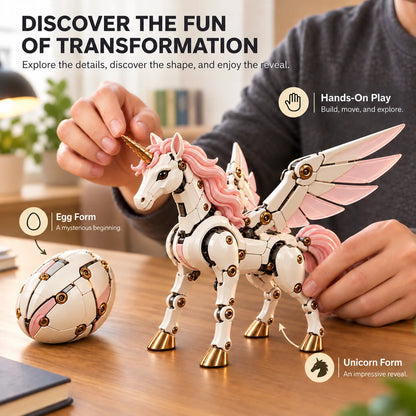 🔥Last Day 50% OFF🦄 2-in-1 Transforming Mechanical Unicorn Egg – Winged Fantasy Figure