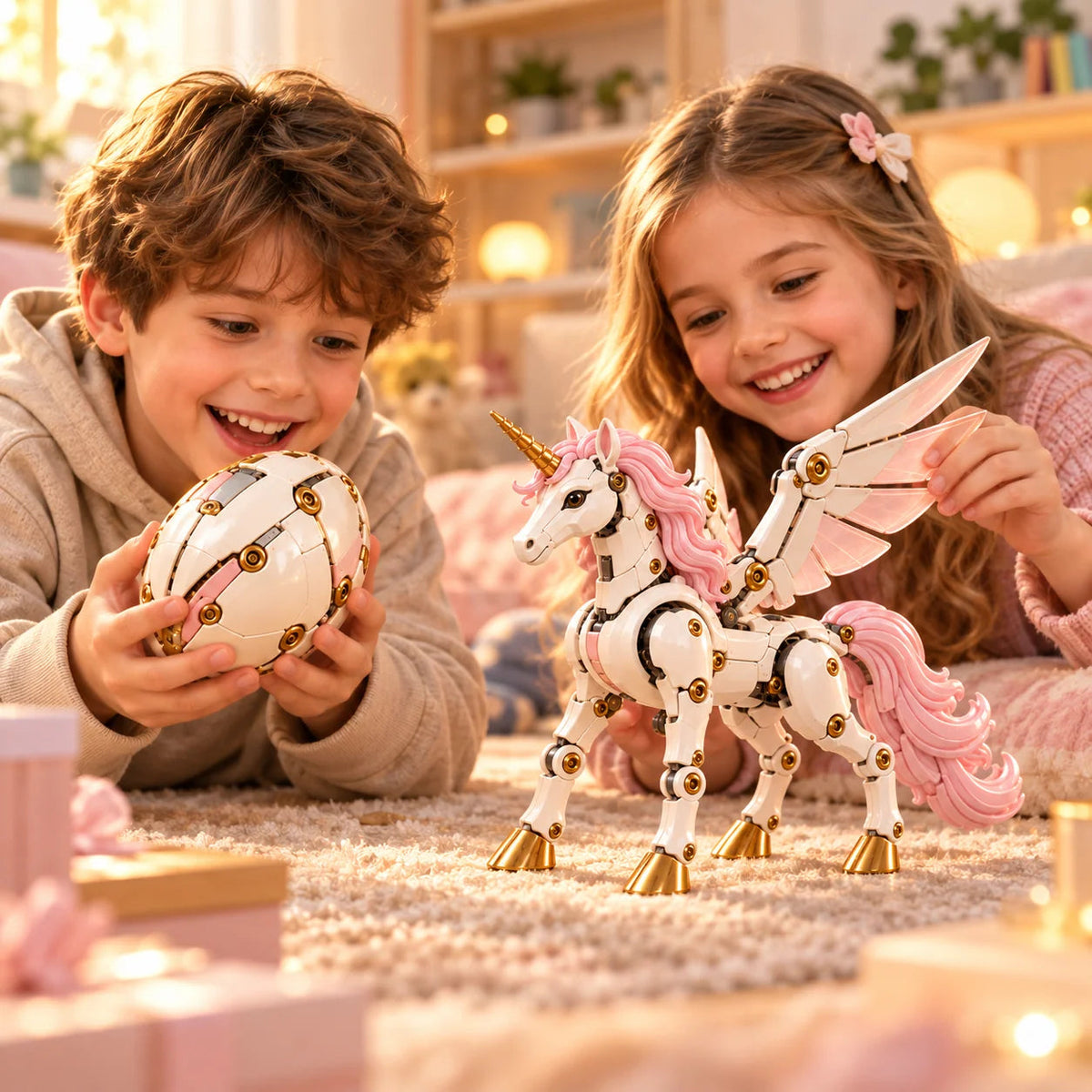 🔥Last Day 50% OFF🦄 2-in-1 Transforming Mechanical Unicorn Egg – Winged Fantasy Figure