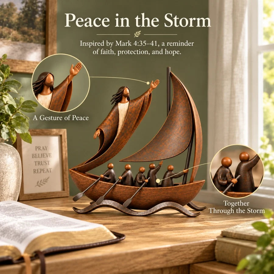 🔥 50% Off | ✝️ “Peace in the Storm” Sculpture – Sailboat as a Symbol of Faith