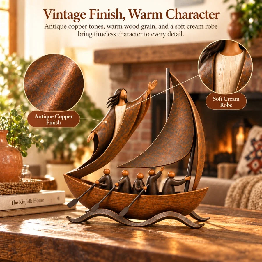 🔥 50% Off | ✝️ “Peace in the Storm” Sculpture – Sailboat as a Symbol of Faith