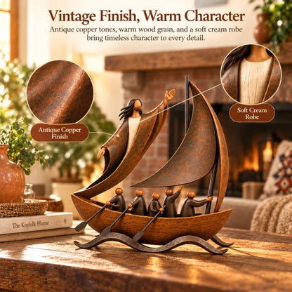🔥 50% Off | ✝️ “Peace in the Storm” Sculpture – Sailboat as a Symbol of Faith