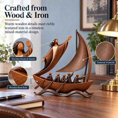 🔥 50% Off | ✝️ “Peace in the Storm” Sculpture – Sailboat as a Symbol of Faith