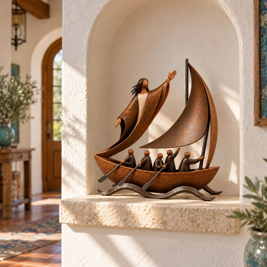 🔥 50% Off | ✝️ “Peace in the Storm” Sculpture – Sailboat as a Symbol of Faith