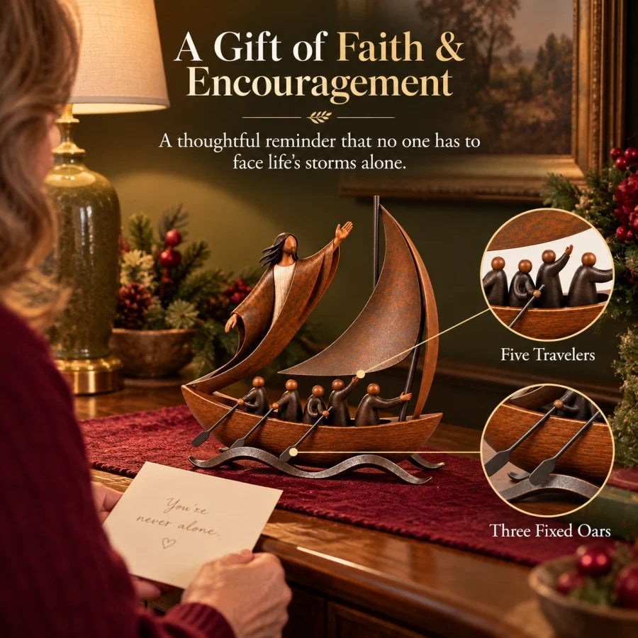 🔥 50% Off | ✝️ “Peace in the Storm” Sculpture – Sailboat as a Symbol of Faith