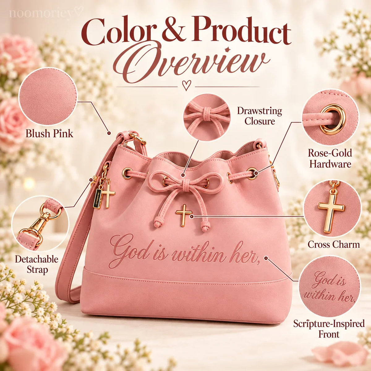 🔥Last Day 50% OFF-💕 Faith-Inspired Bucket Bag – God Is Within Her Handbag