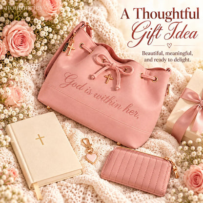 🔥Last Day 50% OFF-💕 Faith-Inspired Bucket Bag – God Is Within Her Handbag