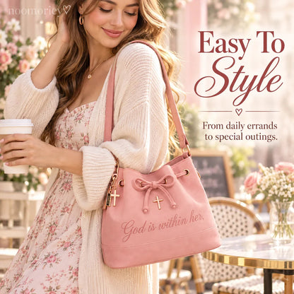 🔥Last Day 50% OFF-💕 Faith-Inspired Bucket Bag – God Is Within Her Handbag