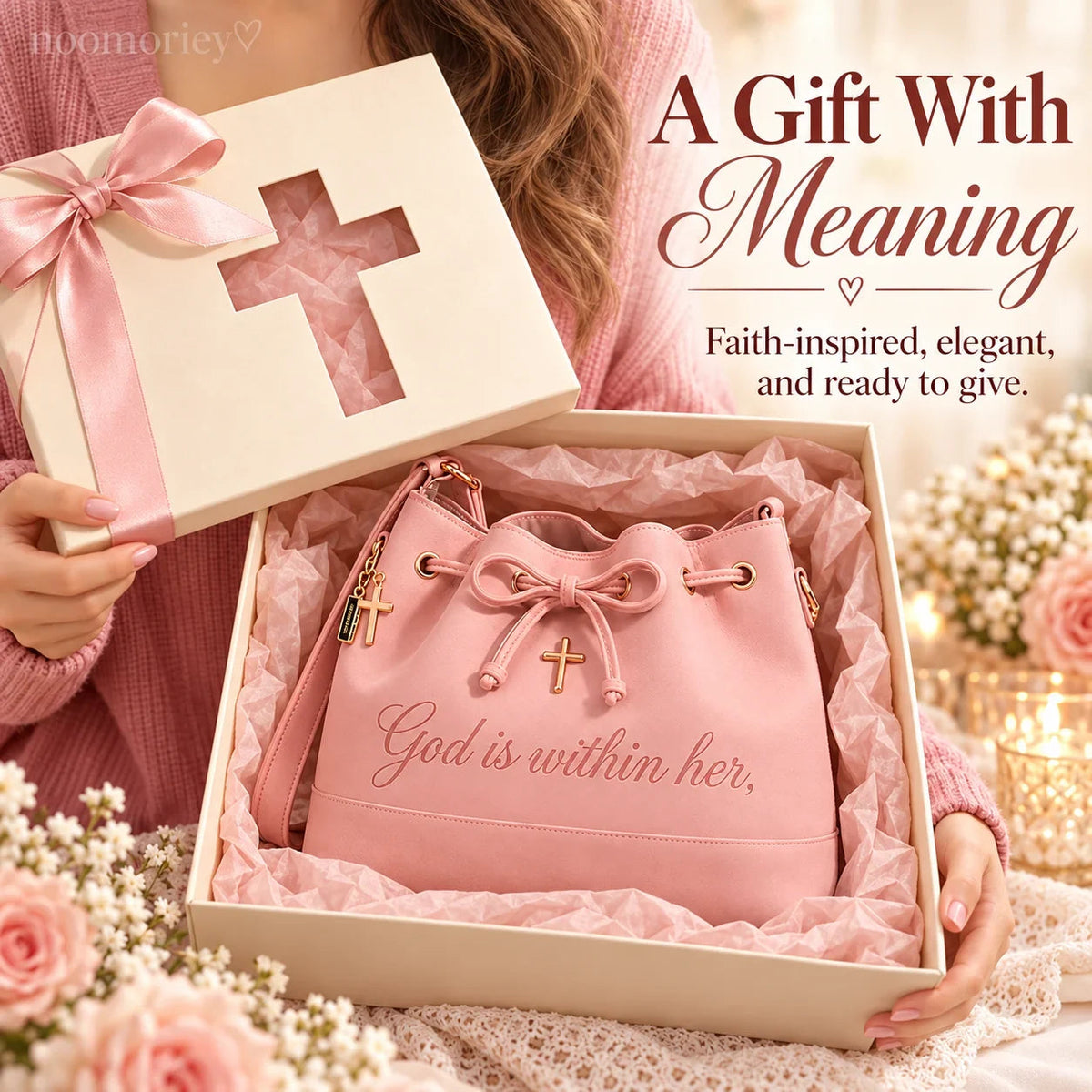 🔥Last Day 50% OFF-💕 Faith-Inspired Bucket Bag – God Is Within Her Handbag