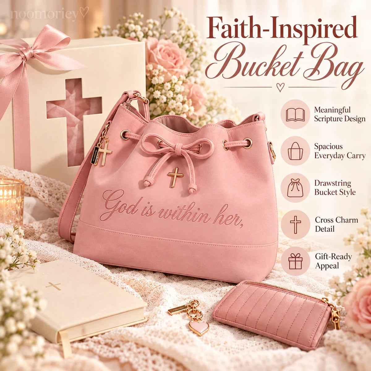 🔥Last Day 50% OFF-💕 Faith-Inspired Bucket Bag – God Is Within Her Handbag