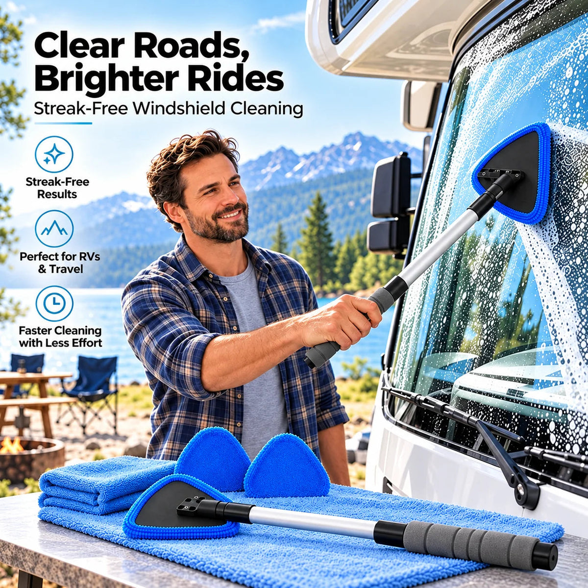 Dual Magnetic Car Window Cleaner | Streak-free Cleaning Kit For Car Glass
