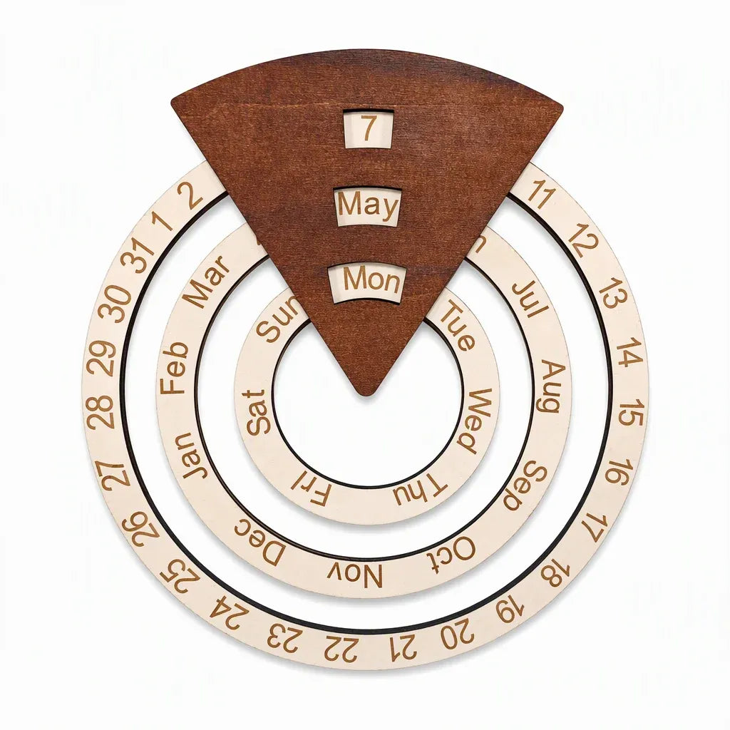 ⏰Circular Wooden Rotating Perpetual Calendar Wall Hanging Decoration