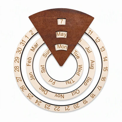 ⏰Circular Wooden Rotating Perpetual Calendar Wall Hanging Decoration