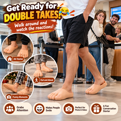 🔥Last Day 50% OFF-😂 Realistic Barefoot Slippers – Funny Giant Toe Slides, Hilarious Prank Gift 👣