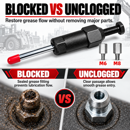 Hot sales🔥Heavy Duty Grease Fitting Unclogger Tool – M6/M8/M10, 600 PSI