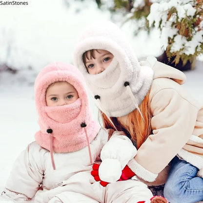 Kids Fleece Balaclava & Neck Warmer – Cozy Winter Hood for Ages 3–10