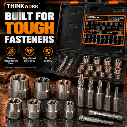 39-Piece Damaged Screw & Bolt Extractor Set – Impact Nut Remover Kit with Drill Bits & Storage Case