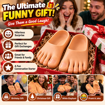 🔥Last Day 50% OFF-😂 Realistic Barefoot Slippers – Funny Giant Toe Slides, Hilarious Prank Gift 👣