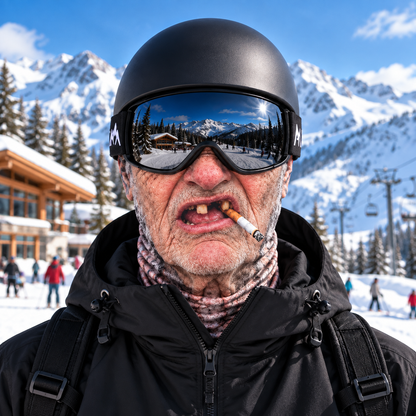 Realistic Old Man Ski Mask – Fleece-Lined Full-Face Balaclava for Skiing & Snowboarding