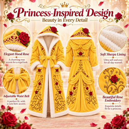 Women's USB Heated Princess Robe – One-Size Plush Hooded Bathrobe with Adjustable Heat, Machine Washable
