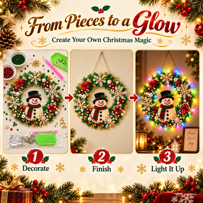 Hot Sale⛄Christmas Pearl Diamond Painting Pendant Kit with LED String Lights