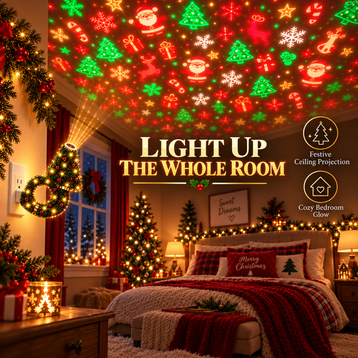 Hot sales🔥USB Christmas Projector Night Light