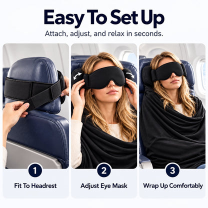 💤 No-Bob Flight Sleep Mask: Head Support & Arm Rest Sling