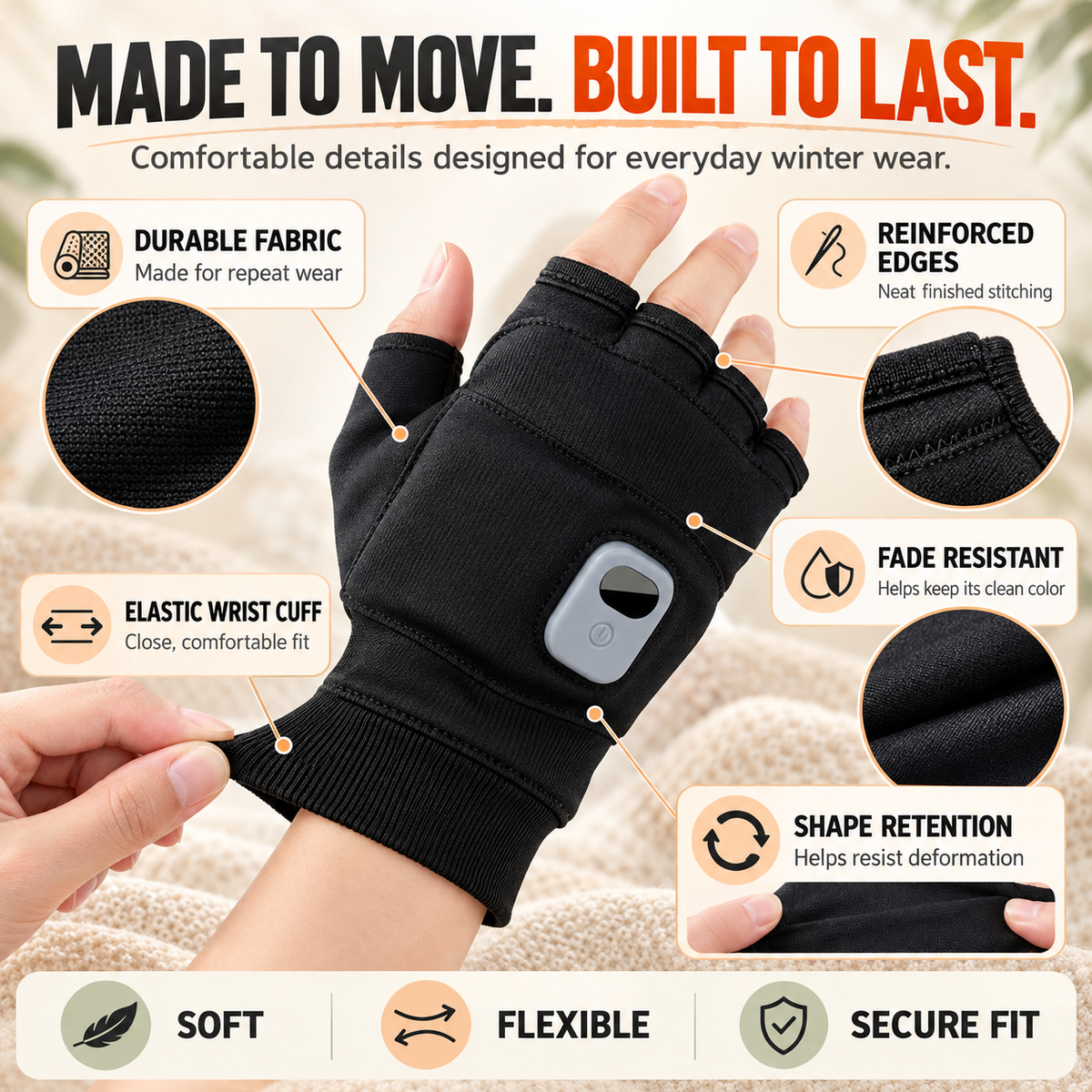 🔥Last Day 50% OFF-USB Heated Fingerless Gloves with Digital Temperature Display – Winter Hand Warmers