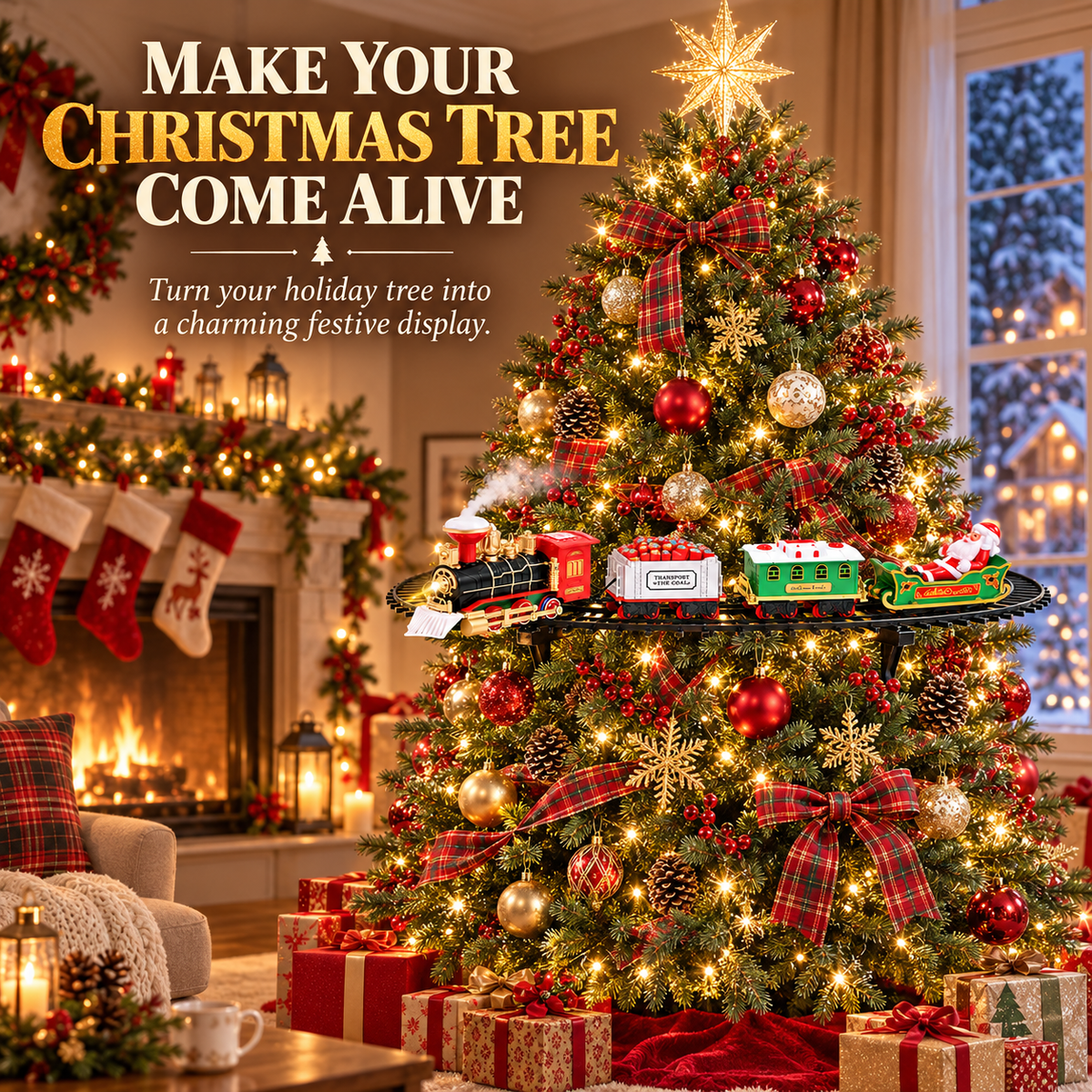 🔥Last Day 50% OFF🎄🚂 Christmas Magic Express – Around-the-Tree Train Set