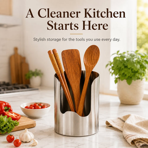 Stainless Steel Utensil Holder | Smart Kitchen Counter Organizer