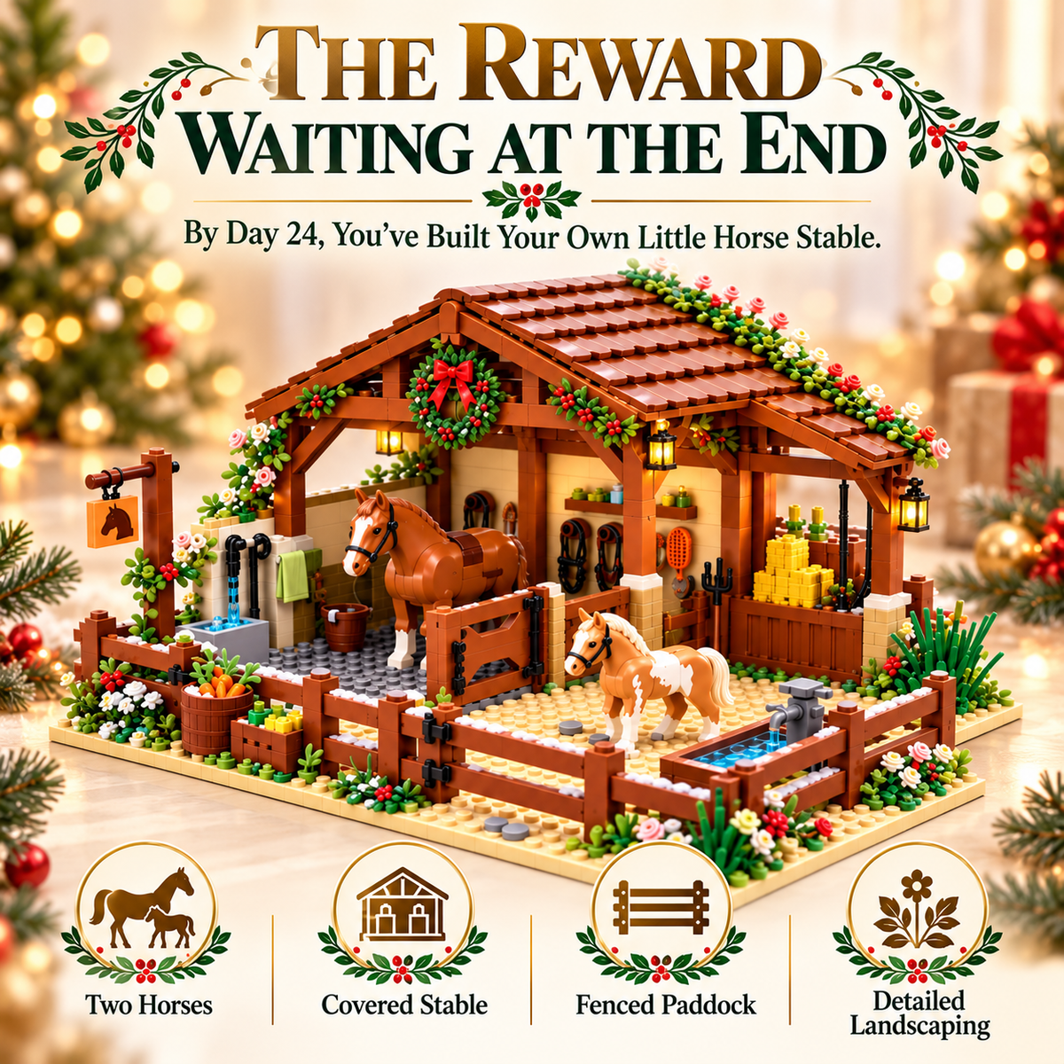 🐴🎄24-Day Horse Stable Advent Calendar – Build Your Own Equestrian Christmas Barn
