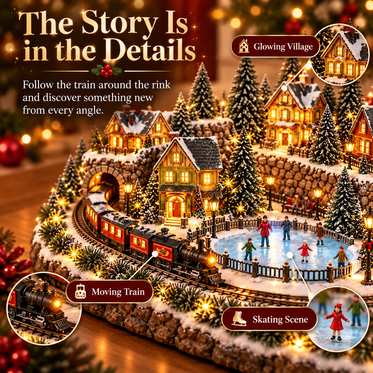 🚞 ✨49% OFF Today! ✨Magical Christmas Train & Skating Rink – Bring Holiday Magic Home!✨