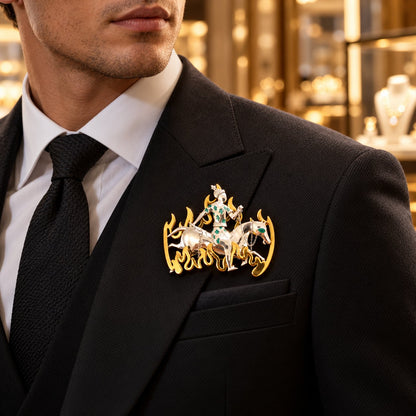 ✨ Handmade 925 Sterling Silver Equestrian Brooch – 2-in-1 Suit Pocket Accessory 🐎🕴️
