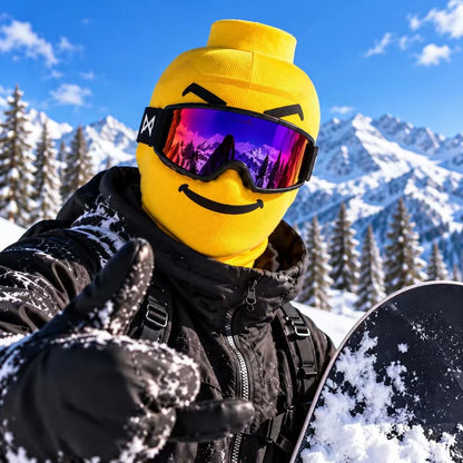 😜Funny Face Ski Balaclava – Cosy Knitted Winter Mask for Skiing & Snowboarding | Mask Only