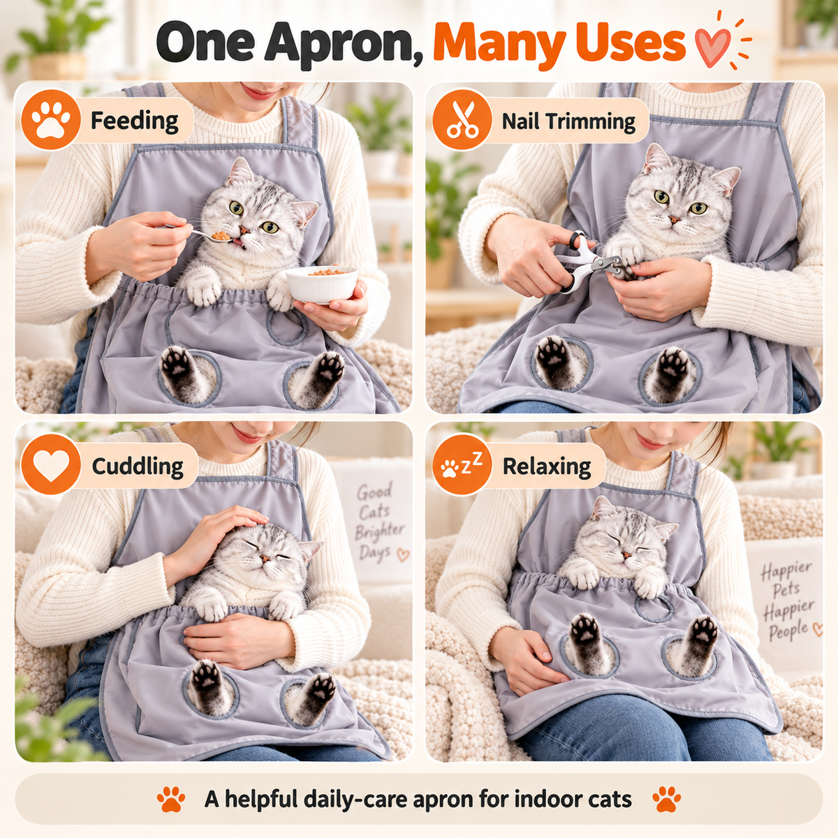 Hot sales🔥Cat Holding Apron with Paw Openings