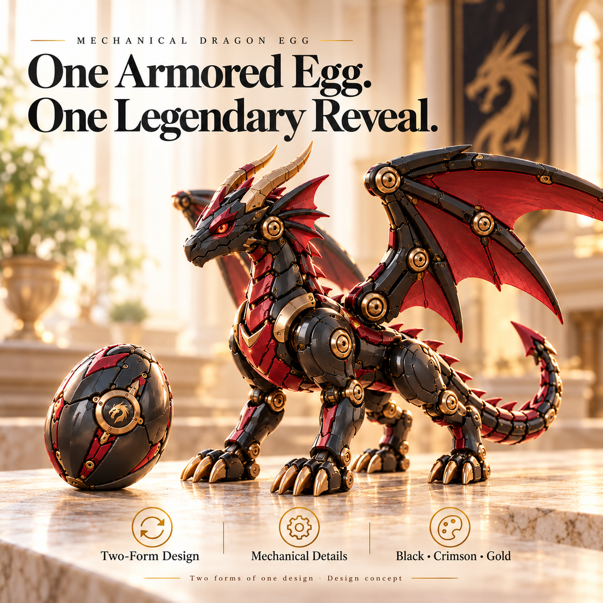 NEW ARRIVAL🔥LAST DAY 49% OFF -🐉Mechanical Dragon Egg Collectible | Fantasy Dragon Figure