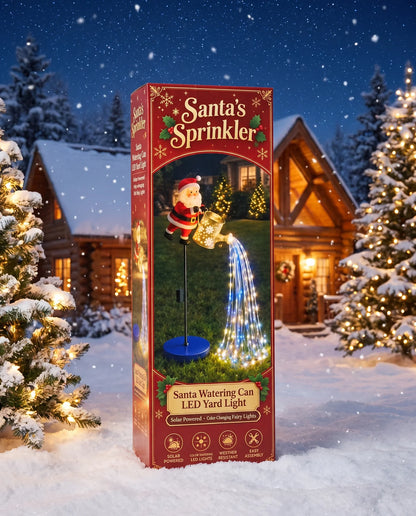 🎅 Santa Solar Watering Can Christmas Garden Light ✨ | Cascading Waterfall Outdoor Yard Decor 🎄