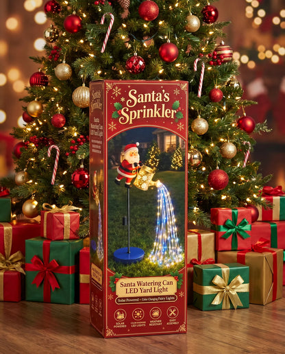 🎅 Santa Solar Watering Can Christmas Garden Light ✨ | Cascading Waterfall Outdoor Yard Decor 🎄