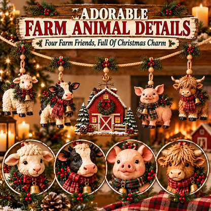 🔥Last Day 50% OFF –🐄 Christmas Farm Friends Hanging Mantel Garland