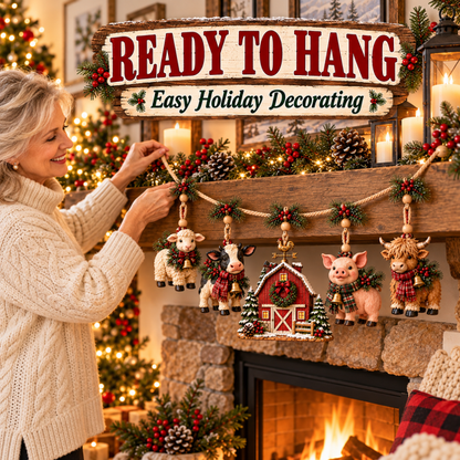🔥Last Day 50% OFF –🐄 Christmas Farm Friends Hanging Mantel Garland