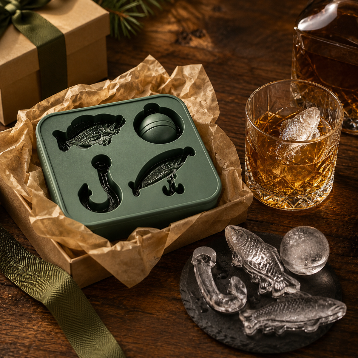 🎣 Fishing-Themed Ice Mold – Fish, Lure, Hook & Bobber Shapes